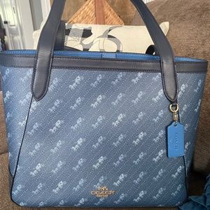 Authentic coach blue stagecoach bag